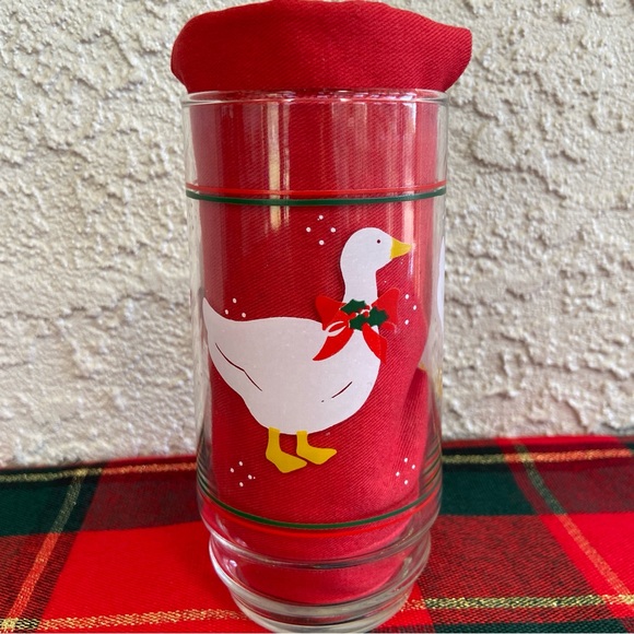 Indiana Glass Co Vintage 80s Set of 8 Christmas Goose 16 oz Decorated Glasses - Picture 8 of 16